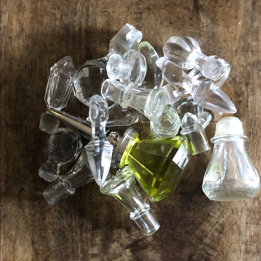 Assorted Clear and Green Glass Bottle Stoppers